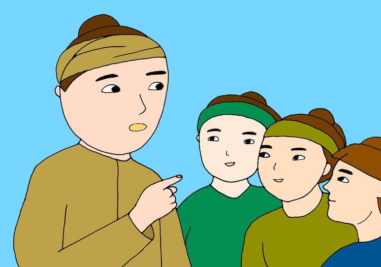 ၂။အဘိုးအို နှင့် သားသုံးယောက်